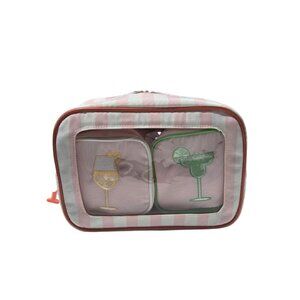 New Cocktail Fun Women Travel Makeup Bag Large Cosmetic Organizer Bag Set Gift